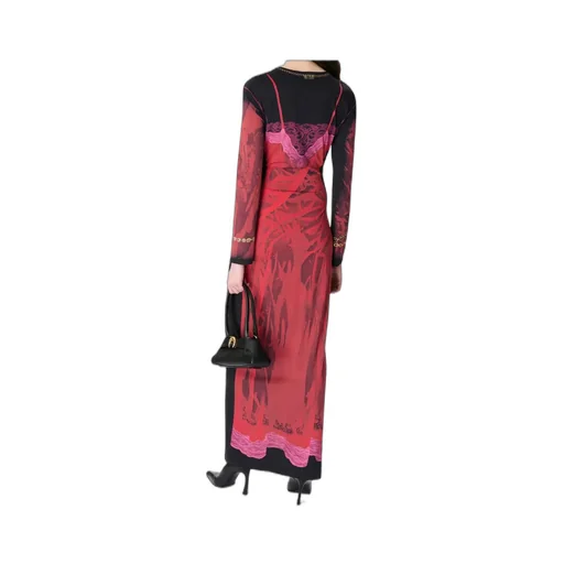 Marine Serre Wet Nuisette Printed Jersey Ls Long Dress