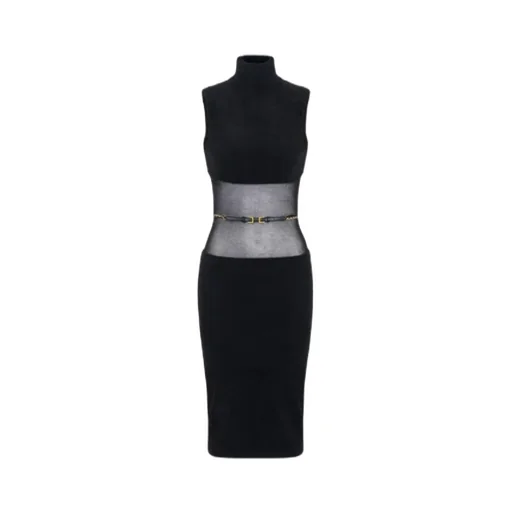 Elisabetta Franchi High-Neck Sleeveless Knit Dress