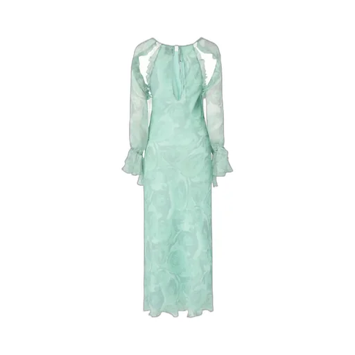 Ruffled Floral Silk Dress