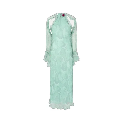 Ruffled Floral Silk Dress