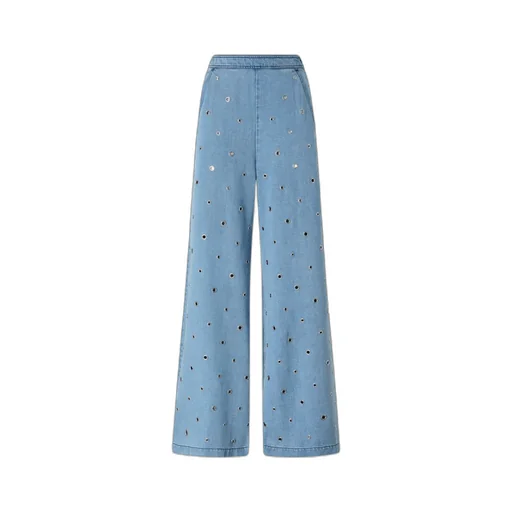 Grommet-Embellished Palazzo Pants