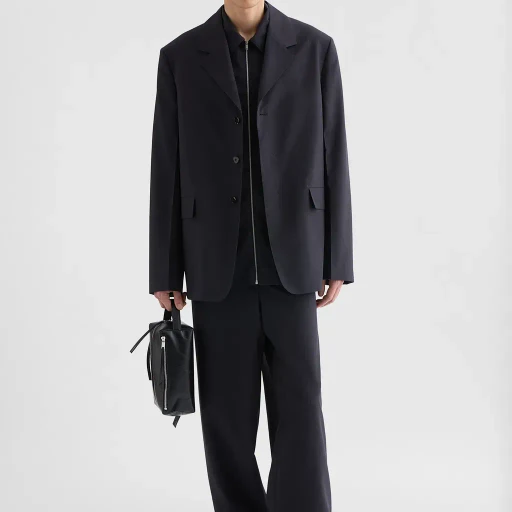 Wool Poplin Zip-Up Shirt