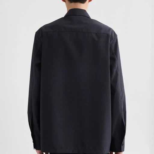 Wool Poplin Zip-Up Shirt