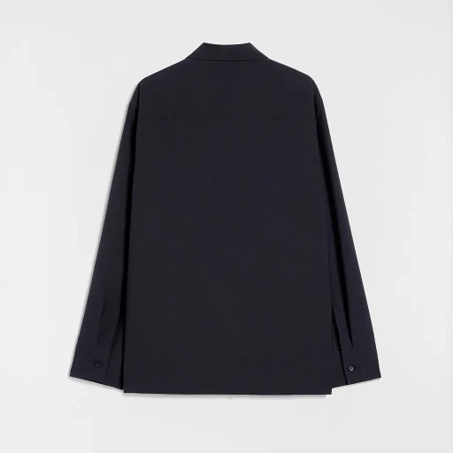 Wool Poplin Zip-Up Shirt