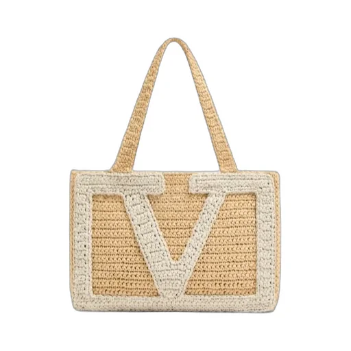 Valentino Garavani Viva Superstar Medium Shopping Bag In Raffia