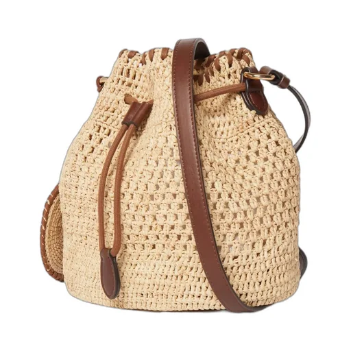 Falabella Crocheted Raffia Bucket Bag