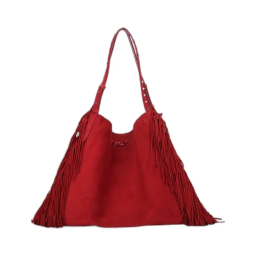 Fringed Suede-Leather Tote Bag