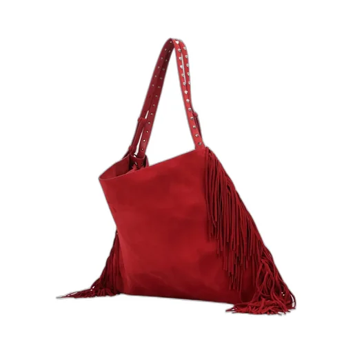 Fringed Suede-Leather Tote Bag