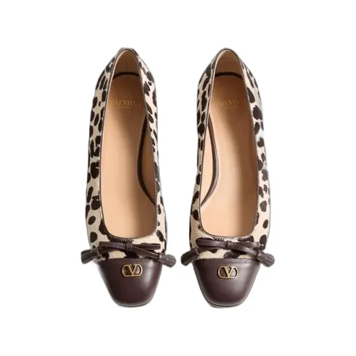 Valentino Leopard Printed Bow Detailed Ballet Flats