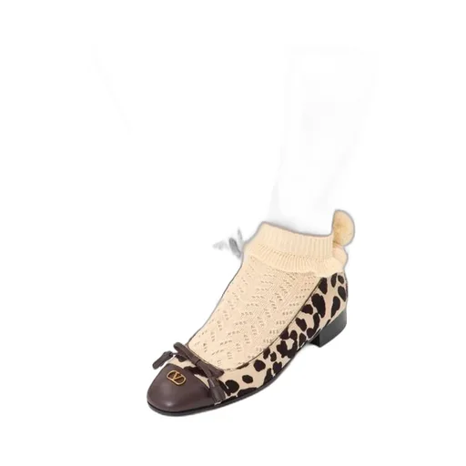 Valentino Leopard Printed Bow Detailed Ballet Flats