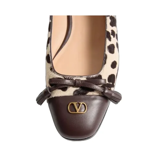 Valentino Leopard Printed Bow Detailed Ballet Flats