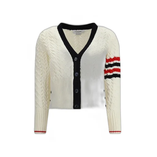 Thom Browne Cable Pointelle Stitch 4-Bar Cardigan