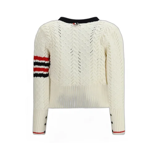 Thom Browne Cable Pointelle Stitch 4-Bar Cardigan