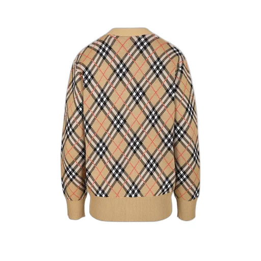 Burberry Checkered Button-Up Knit Cardigan