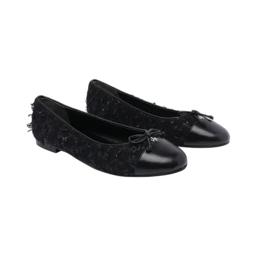 Tory Burch Bow Detailed Cap-Toe Ballet Flats