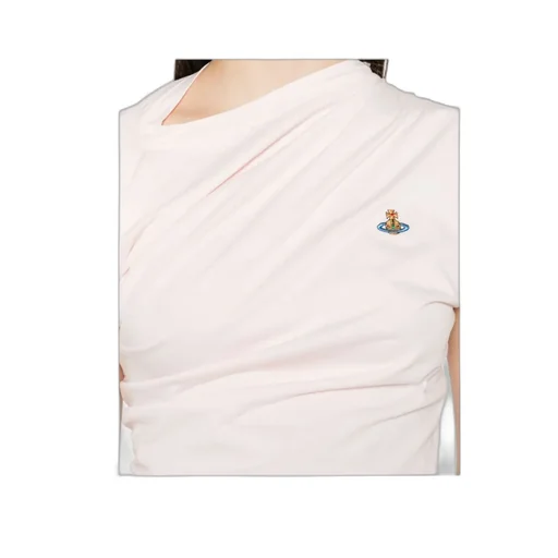 Hebo Draped-Shoulder Cotton Top