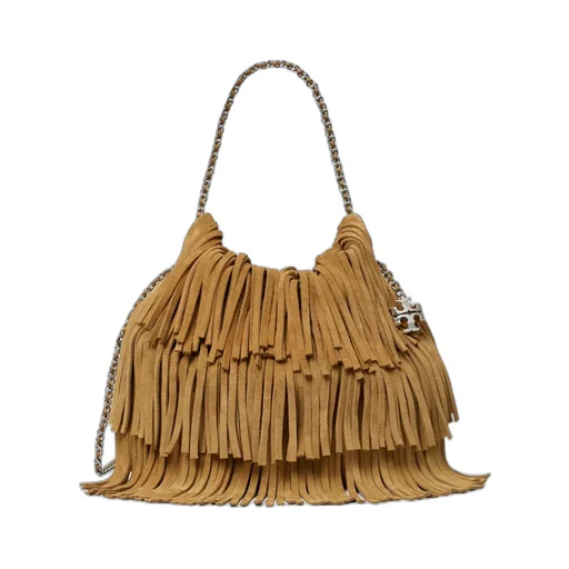 Tory Burch Mini Fleming Fringed Hobo Bag