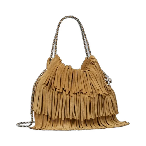 Tory Burch Mini Fleming Fringed Hobo Bag