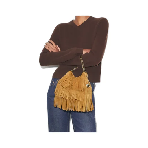 Tory Burch Mini Fleming Fringed Hobo Bag