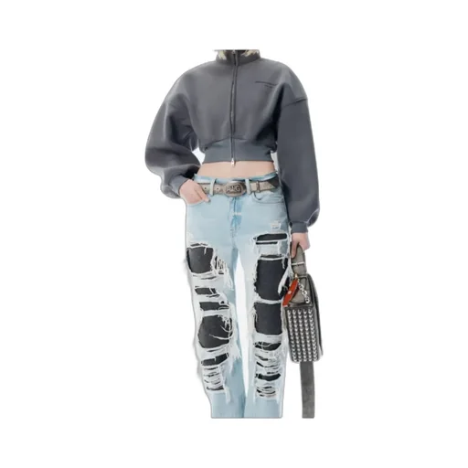 Zip-Up Cropped Sweatshirt