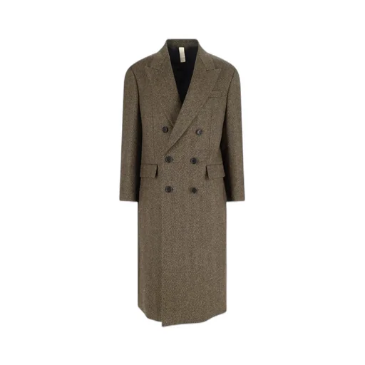 Herringbone Double-Breasted Coat
