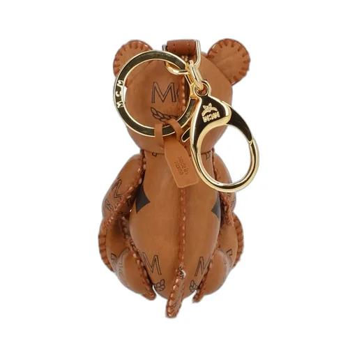 Mcm Stitch Detailed Bear Shape Keychain