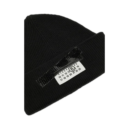 Mm6 Maison Margiela Logo Patch Ribbed Beanie