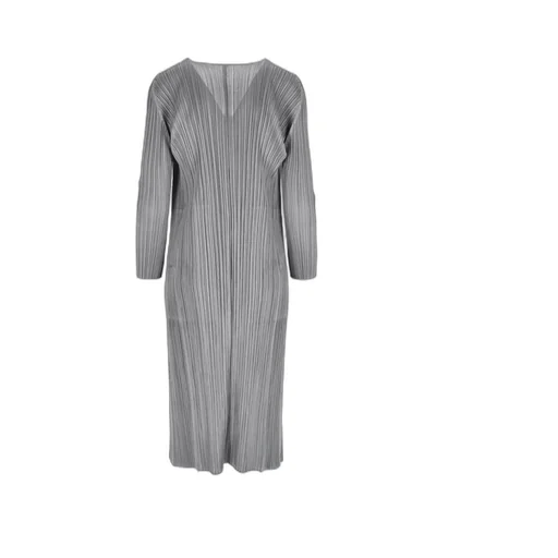 Pleats Please Issey Miyake V-Neck Pleated Coat