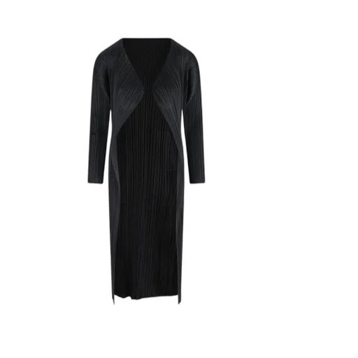 Pleats Please Issey Miyake V-Neck Pleated Coat