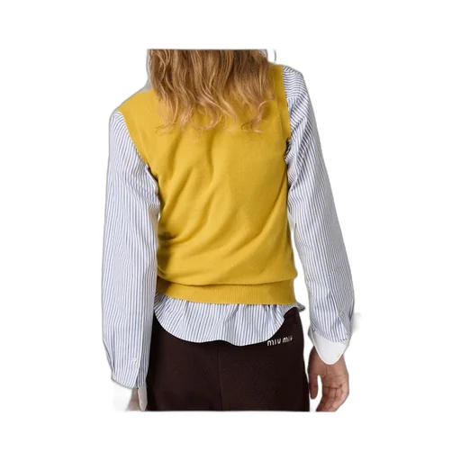Miu Miu Check-Pattern V-Neck Knitted Vest