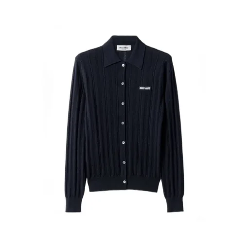 Miu Miu Button-Up Knitted Polo Cardigan