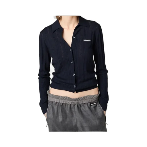 Miu Miu Button-Up Knitted Polo Cardigan