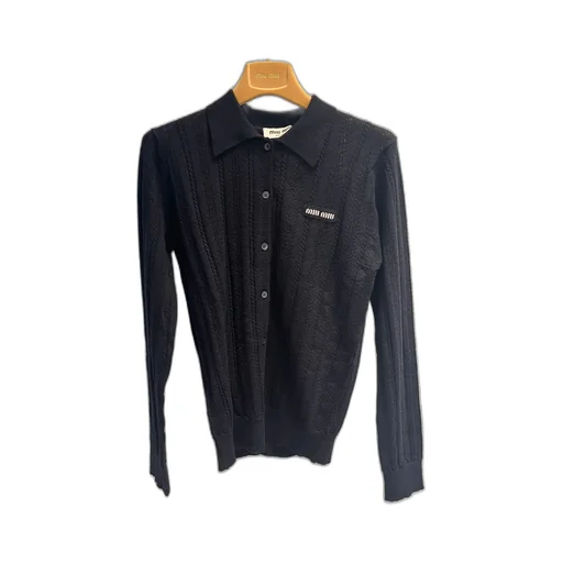 Miu Miu Button-Up Knitted Polo Cardigan
