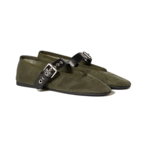 Miu Miu Logo-Embroidered Ballerines