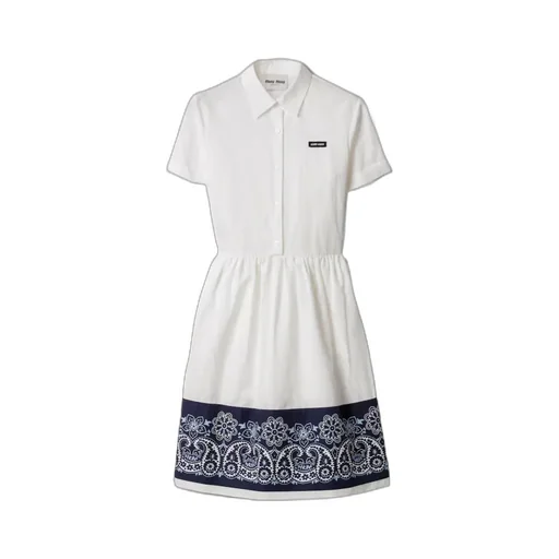 Slubbed Poplin Dress With Print