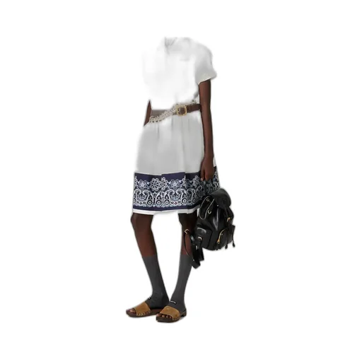 Slubbed Poplin Dress With Print