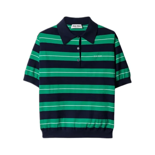 Miu Miu Short-Sleeved Striped Polo Shirt