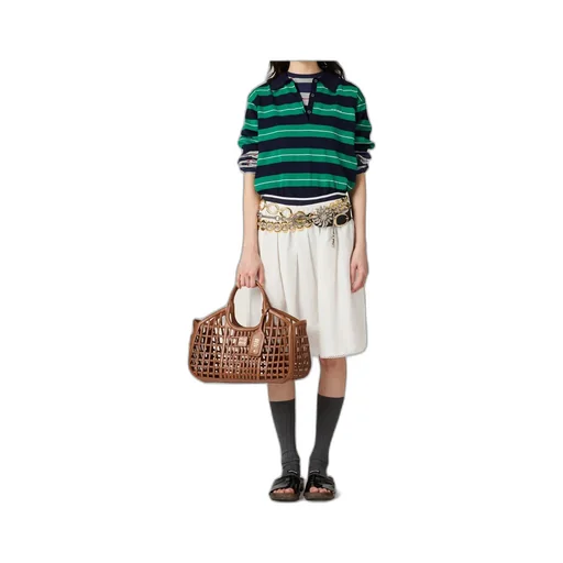 Miu Miu Short-Sleeved Striped Polo Shirt