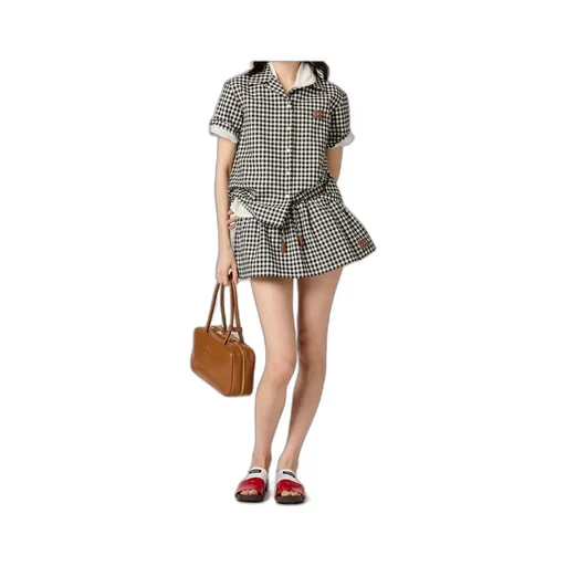 Miu Miu Short-Sleeved Checked Shirt
