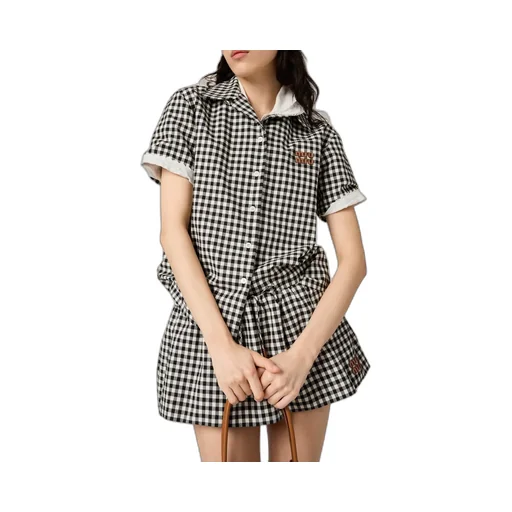 Miu Miu Short-Sleeved Checked Shirt