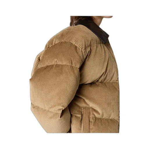 Corduroy And Nappa Leather Down Jacket