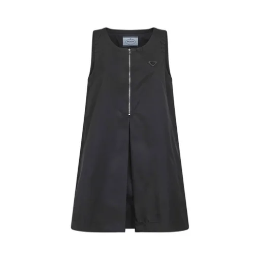 Prada Logo Plaque Sleeveless Mini Dress