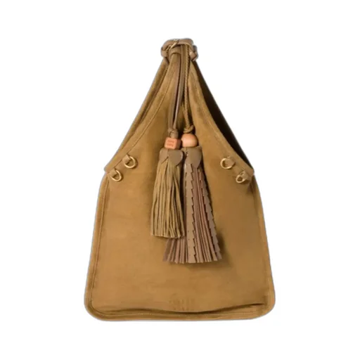 Suede Handbag With Tassels