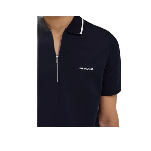 Cotton Polo Shirt With Zip Closure