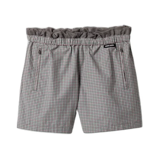 Miu Miu Checked Elastic Waist Shorts