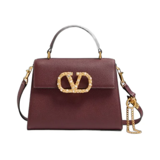 Valentino Garavani Vsling Small Handbag In Grainy Calfskin With Jewel Logo