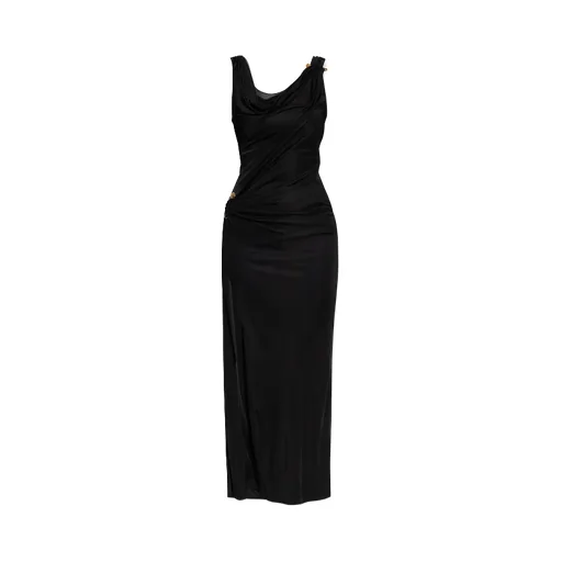 Versace Safety-Pin Detailed Ribbed Dress
