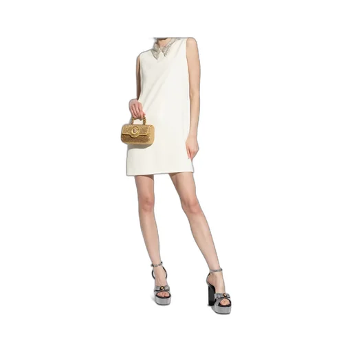 Embellished-Collar Sleeveless Mini Dress