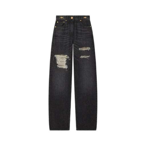Versace Distressed Straight-Leg Jeans