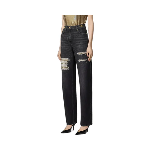 Versace Distressed Straight-Leg Jeans